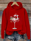 Comstylish Women's Christmas Flamingo Printed Casual Hoodie