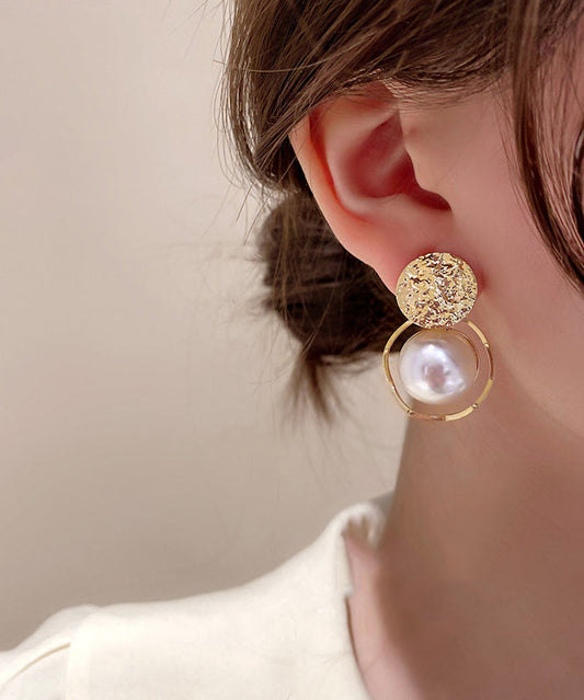 Diy Gold Sterling Silver Alloy Pearl Stud Earrings