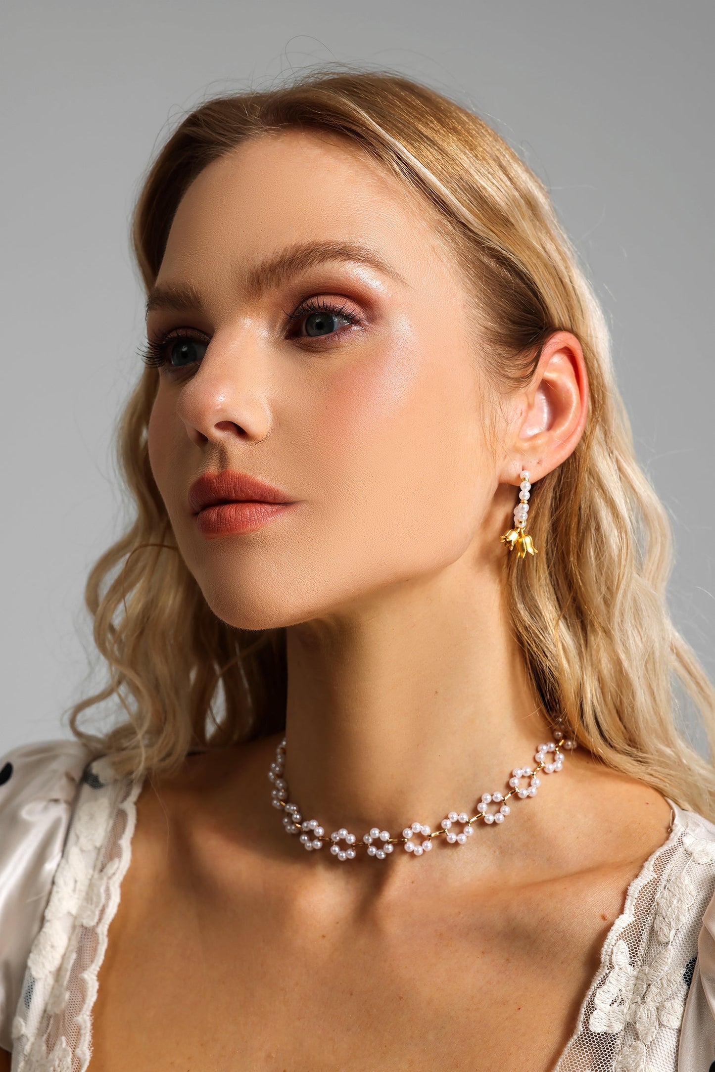 Gold Faux Pearl Earrings