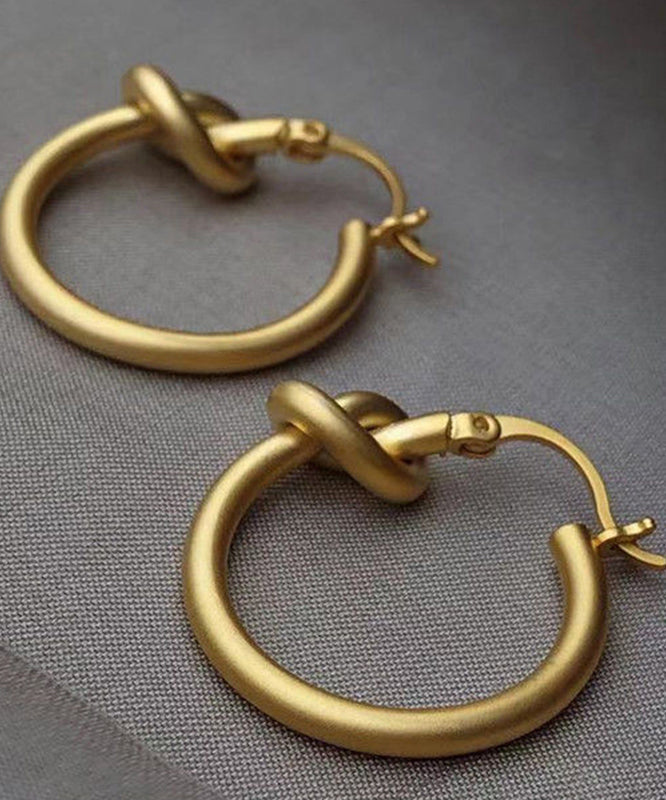 Vogue Gold Sterling Silver Overgild Dull Polish Circle Hoop Earrings
