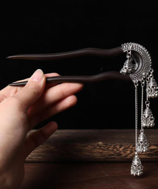 Black Wooden Bell Tassel Hairpin
