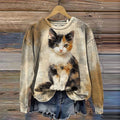 Comstylish Women's Cute Cat Art Printed Casual Sweatshirt