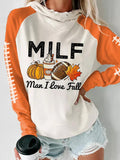 Comstylish Women's Milf - Man I Love Fall Rugby Fans Gameday Casual Hoodie