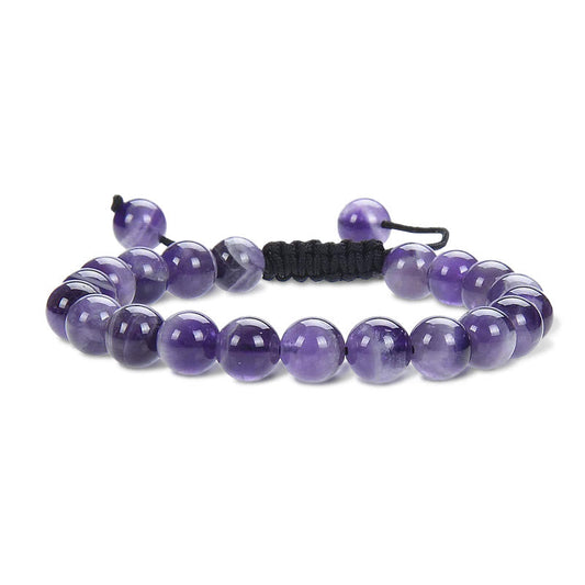 Buddha Stones Natural Healing Power Gemstone Crystal Beads Adjustable Macrame Bracelet
