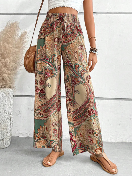EP | Artistique d'impression pantalon taille haute pour les femmes