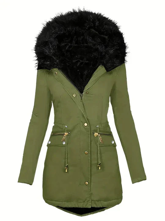 LM | Parka jacket with faux fur hood and drawstring