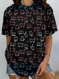 Comstylish Trans Flag Colors Cats Pattern Comfy T Shirt