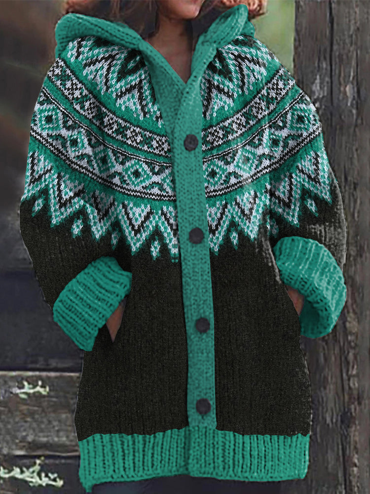 Women's Fairman Pattern Contrast Sweater Cardigan artswardrobe