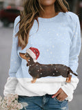 Comstylish Dachshund Through The Snow Pattern Comfy Sweatshirt
