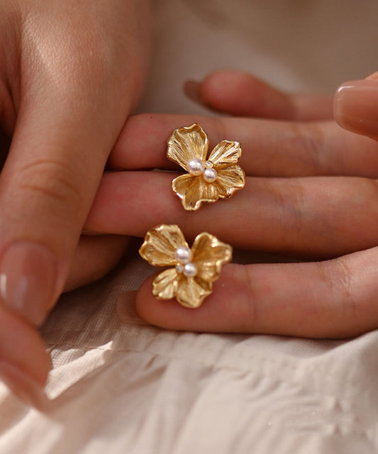 Fine Gold Pearl 14k Gold Stud Earrings
