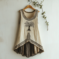 Women's Viking Tree Of Life Celtic Art Linen Sleeveless Top artswardrobe