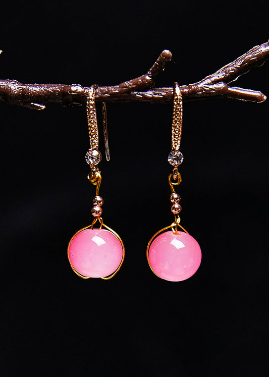 Pink Crystal Drop Earrings