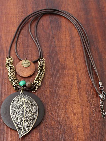 Paraffined Rope Leaf Necklaces Accessories