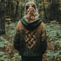 Women's Vintage Celtic Knot Gradient Jacquard Comfort Knit Hooded Cardigan artswardrobe
