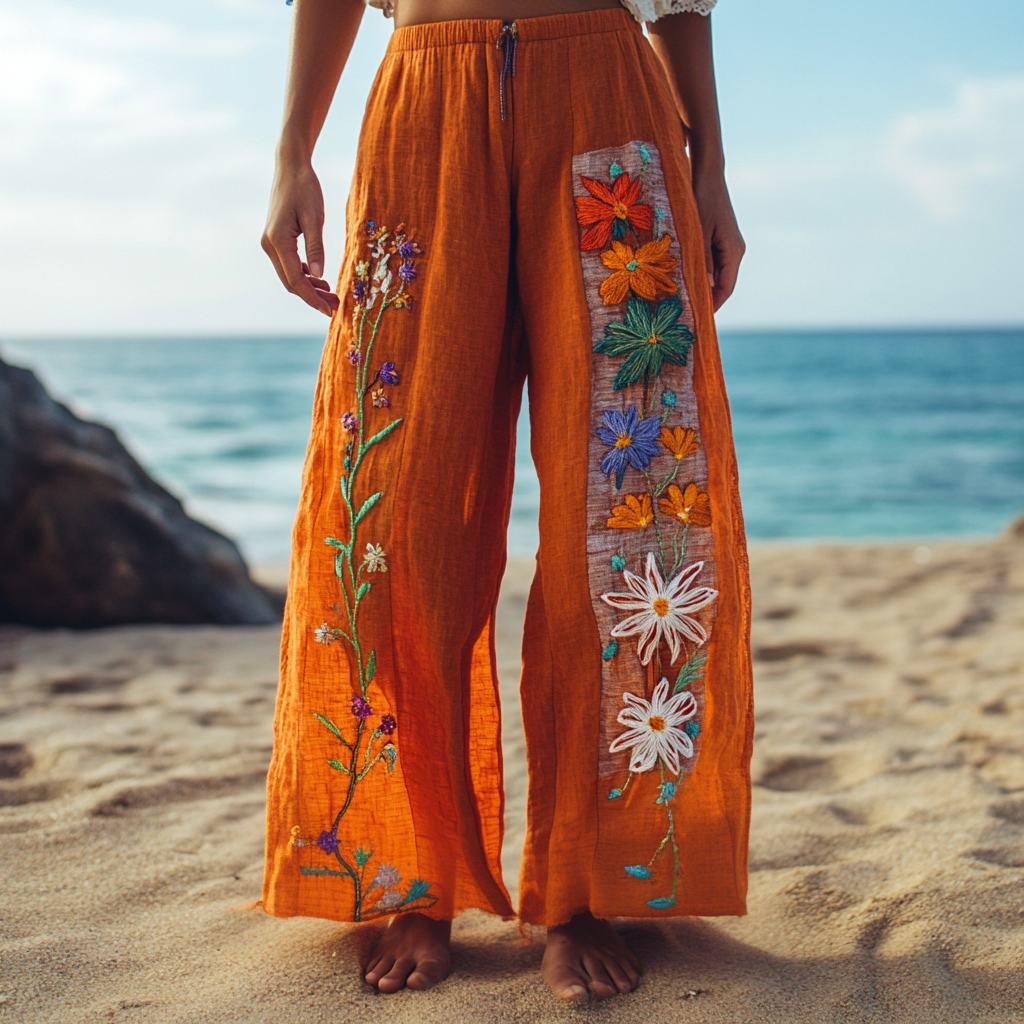 Women's Bohemian Floral Printed Casual Pants artswardrobe