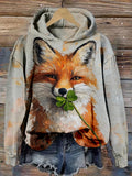 Comstylish St. Patrick's Day Fox & Shamrock Art Cozy Hoodie