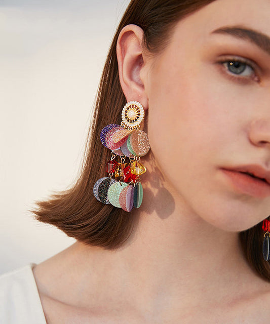 Unique Rainbow Hollow Out Sequins Exaggeration Alloy Stud Earrings