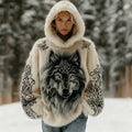 Comstylish Women's Vintage Viking Wolf Celtic Art Plush Cozy Hoodie