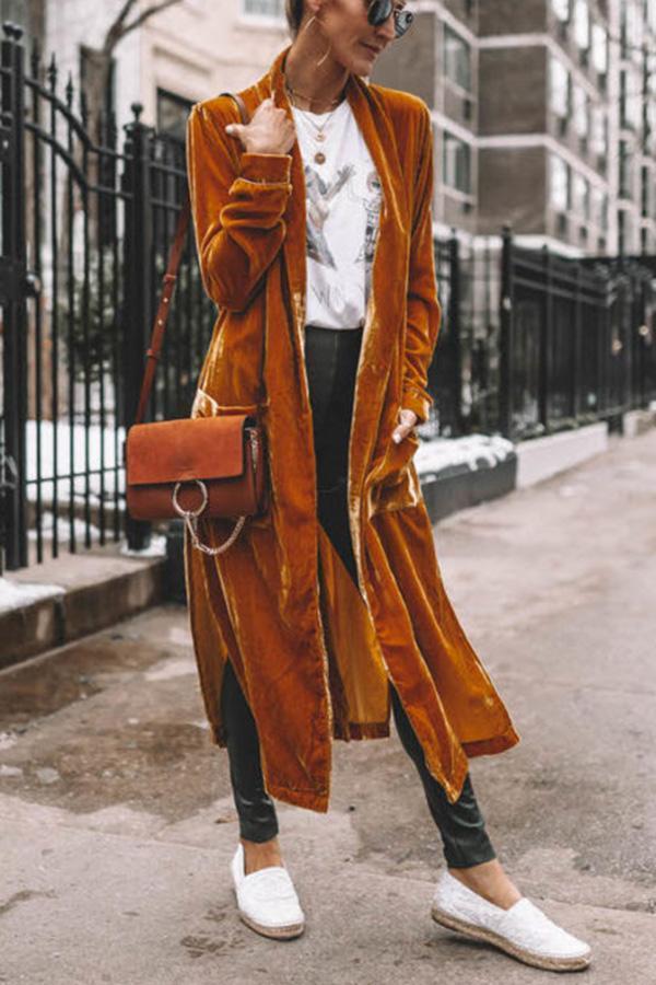 LM | stylish long velvet coat