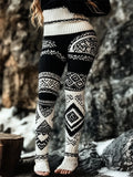 Tribal Viking Contrast Color Cozy Knit Leggings artswardrobe