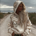 Comstylish Rose Embroidery Sequin Casual Long-sleeved Hoodie
