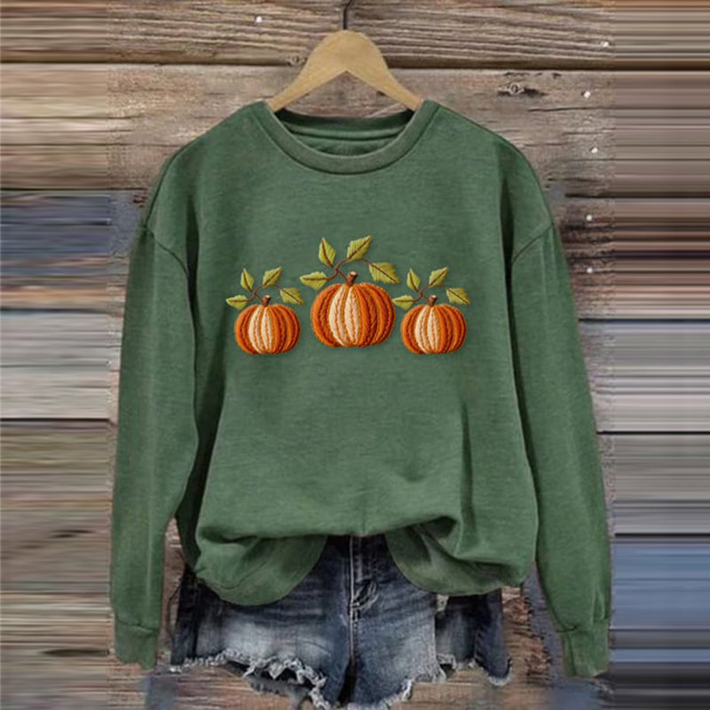 Comstylish Halloween Pumpkin Print Crew Neck Sweatshirt