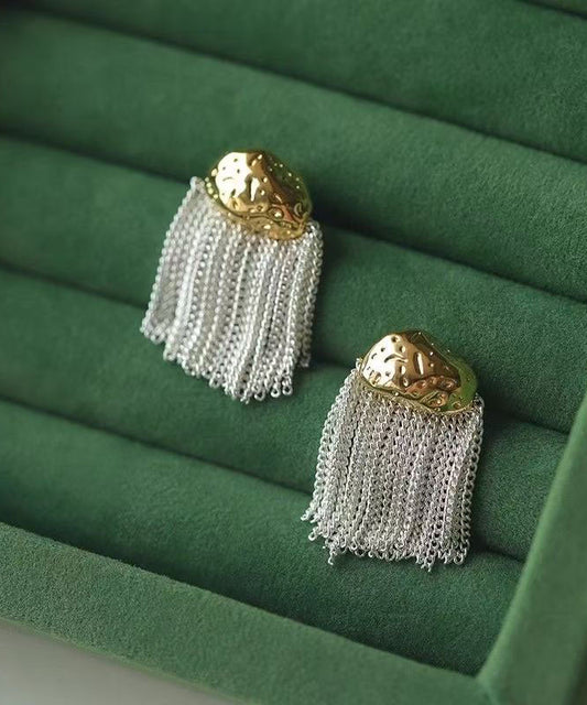 Art White Copper Overgild Tassel Drop Earrings