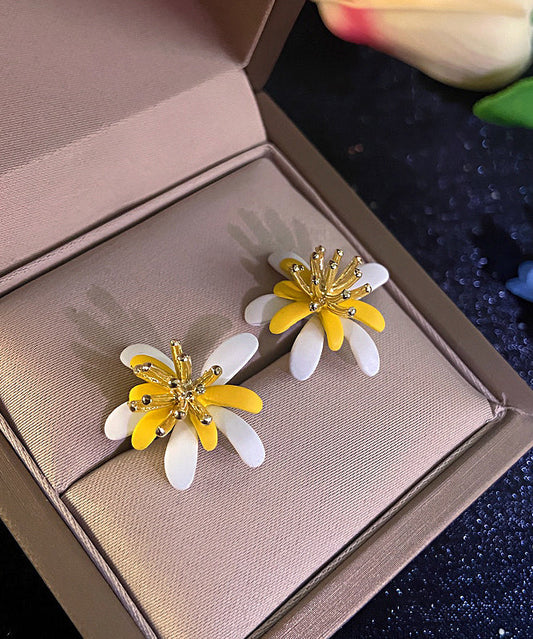 Modern Colorblock Copper Overgild Stud Earrings