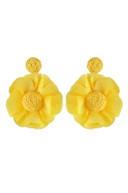 Resort Style Fabric Flower Earrings