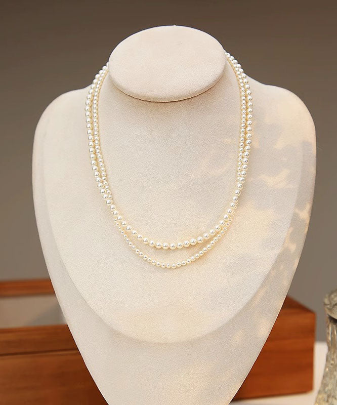 White Alloy Pearl Beadi Gratuated Bead Necklace