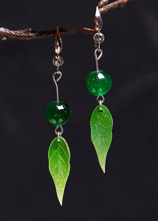 Leaf Leaf Acrylic Turquoise Drop Earrings