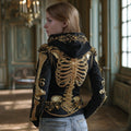 Comstylish Women's Gothic Skull And Floral Embroidered Hoodie