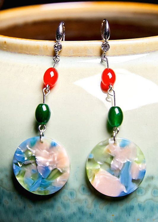 Turquoise Collocation Coral Acrylic Drop Earrings