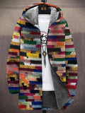 Men's Vintage Colorful Knitted Pattern Cozy Hooded Coat artswardrobe