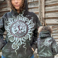 Comstylish Retro Tribal Viking Tree Medallion Graphic Print Hoodie