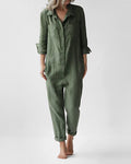 LM | Long-sleeved jumpsuit with buttons and pockets