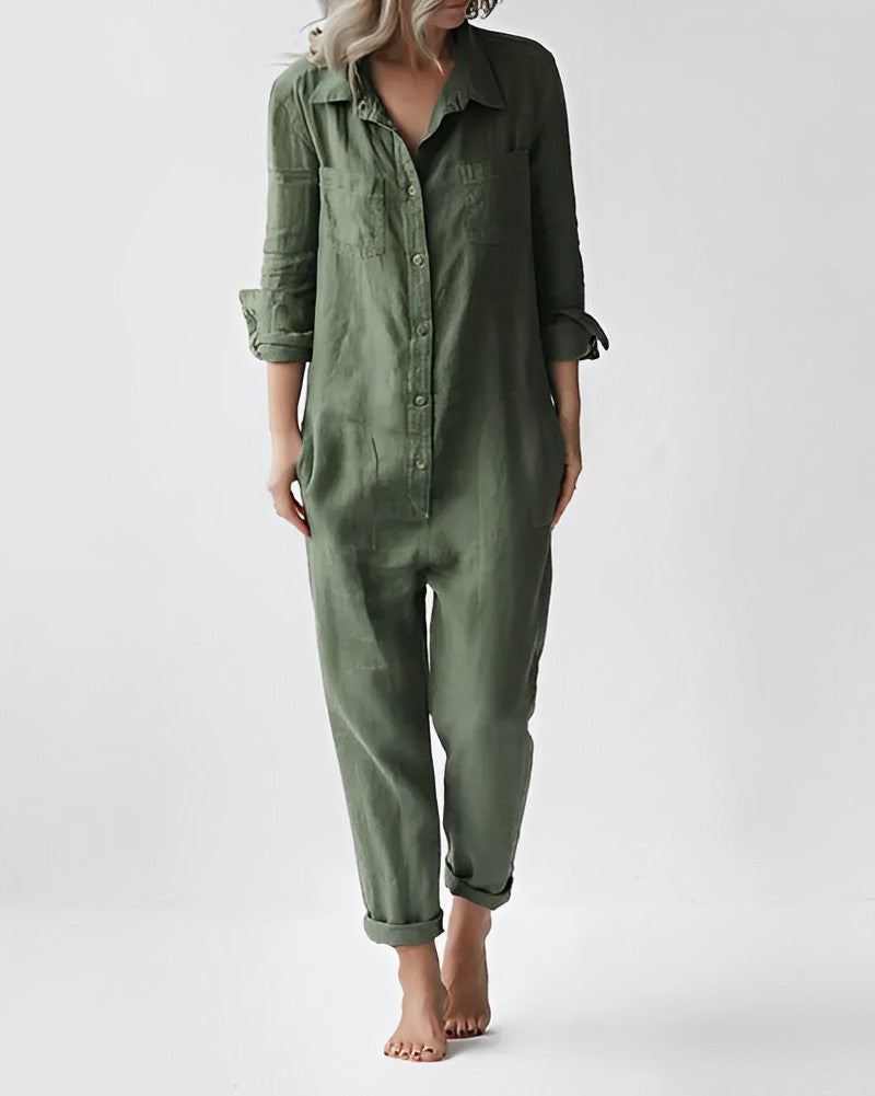 LM | Long-sleeved jumpsuit with buttons and pockets