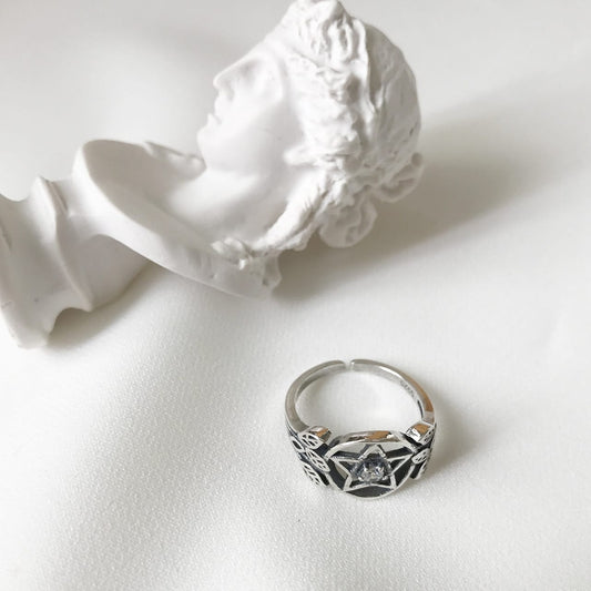 Enchanted Pentagram Crystal Ring 925 Sterling