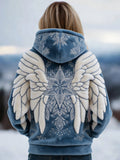 Comstylish Vintage Viking Vegvisir & Wings Art Cozy Plush Hoodie