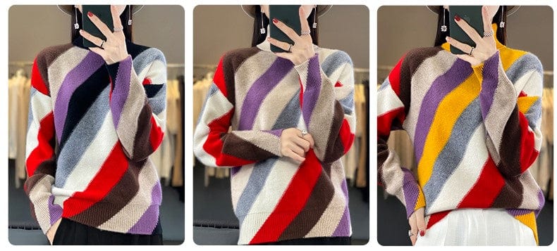 LM | Contrast color turtleneck sweater 2024