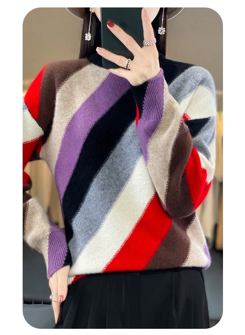 LM | Contrast color turtleneck sweater 2024