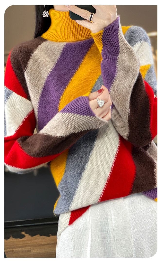 LM | Contrast color turtleneck sweater 2024