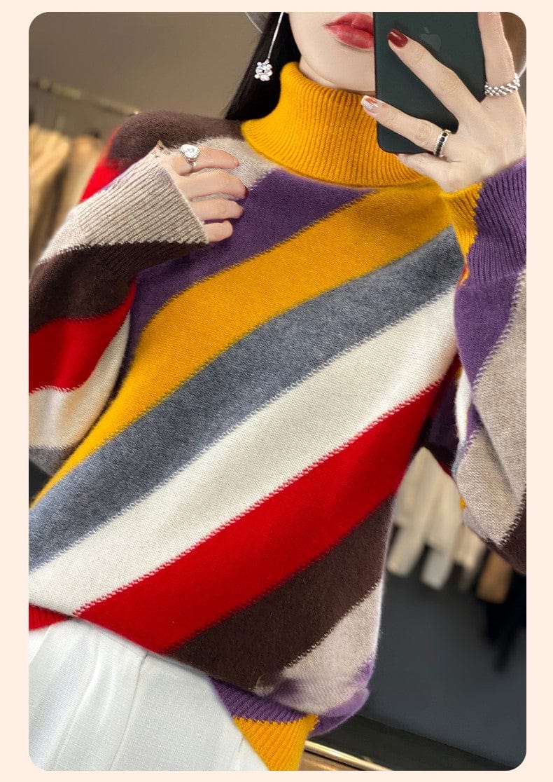 LM | Contrast color turtleneck sweater 2024
