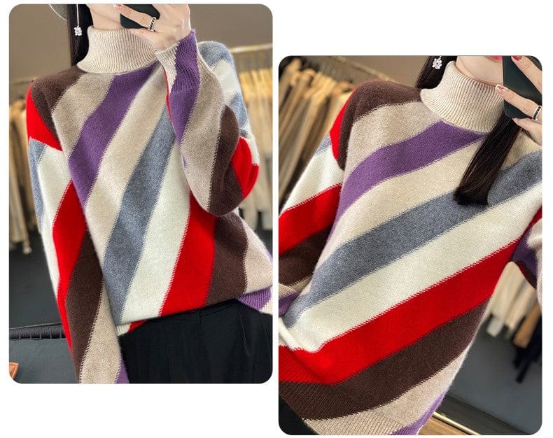 LM | Contrast color turtleneck sweater 2024
