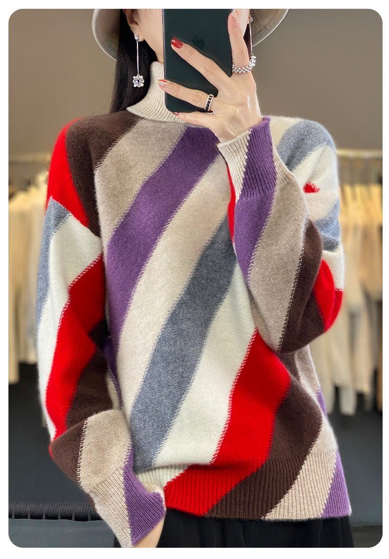 LM | Contrast color turtleneck sweater 2024