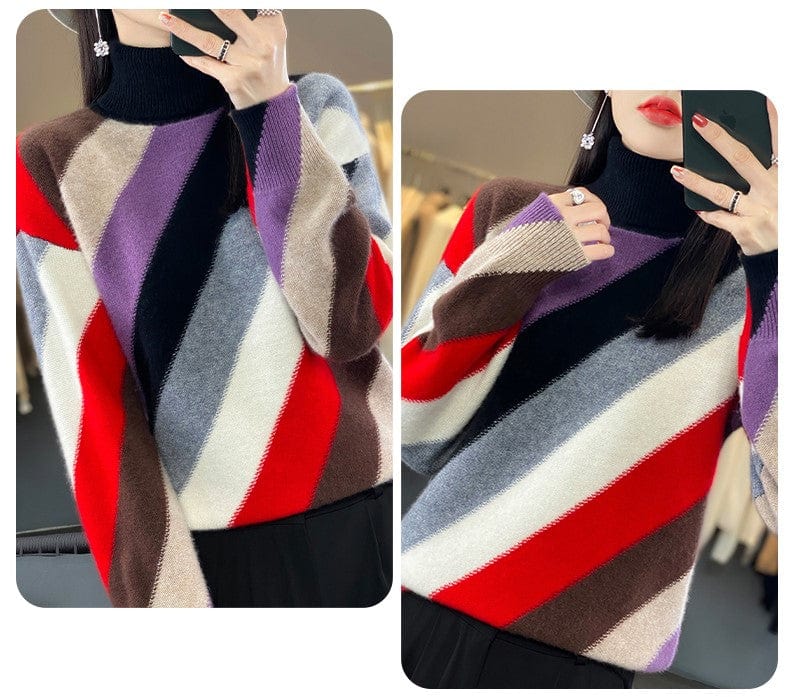 LM | Contrast color turtleneck sweater 2024