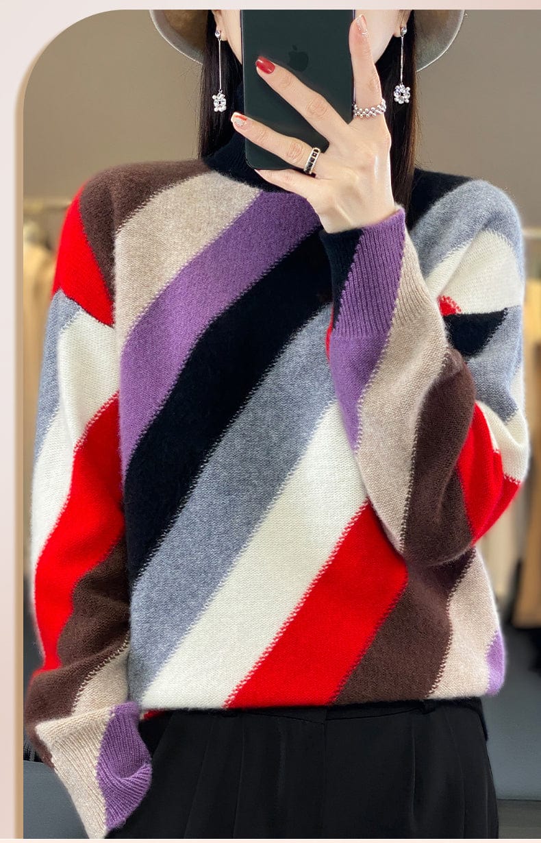 LM | Contrast color turtleneck sweater 2024