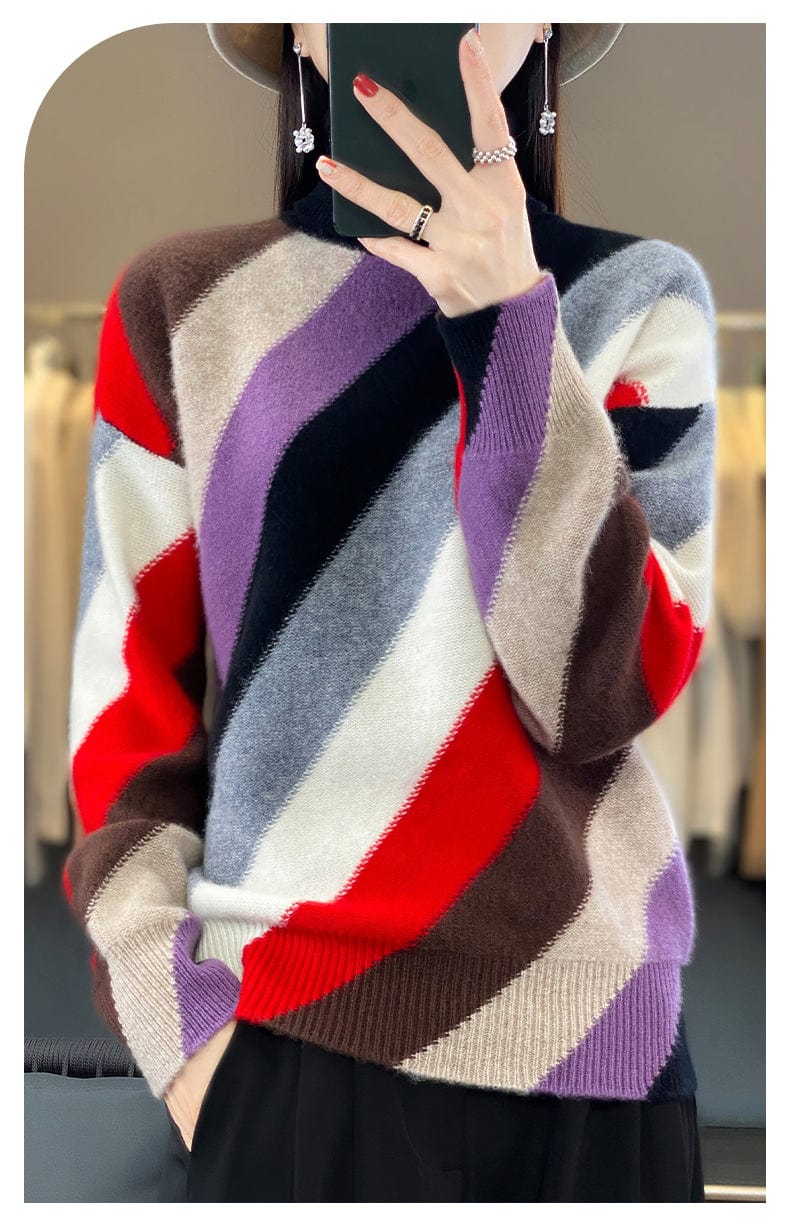 LM | Contrast color turtleneck sweater 2024