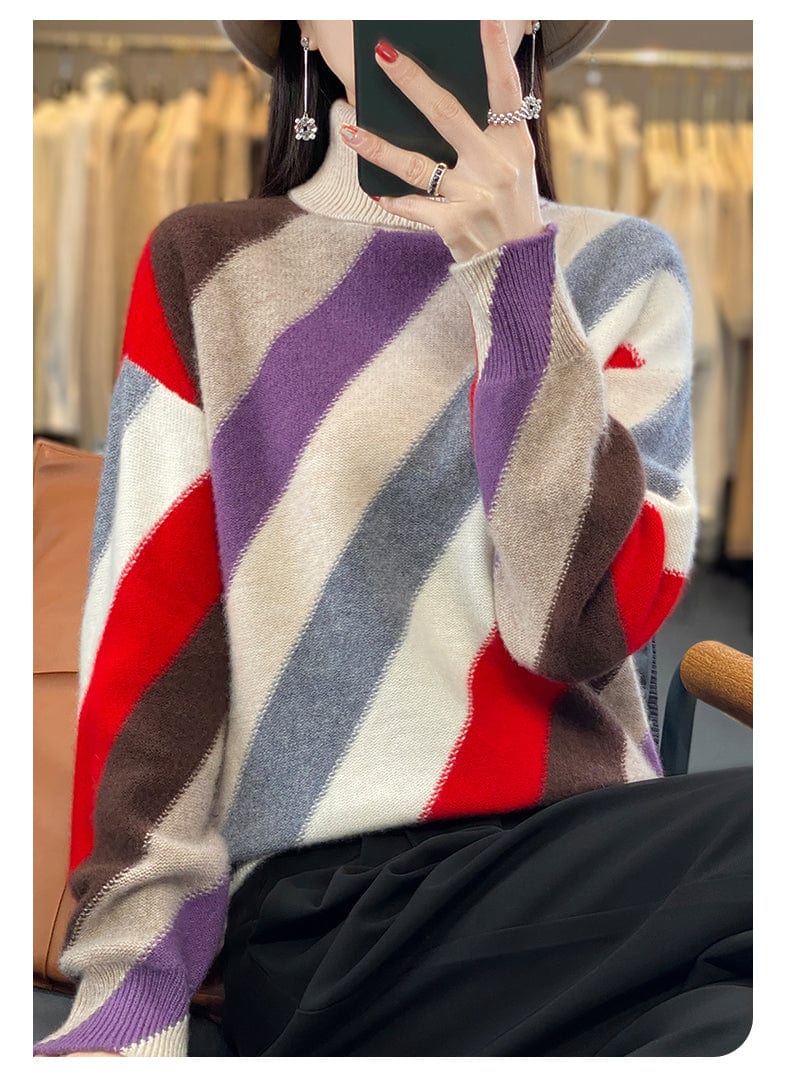 LM | Contrast color turtleneck sweater 2024