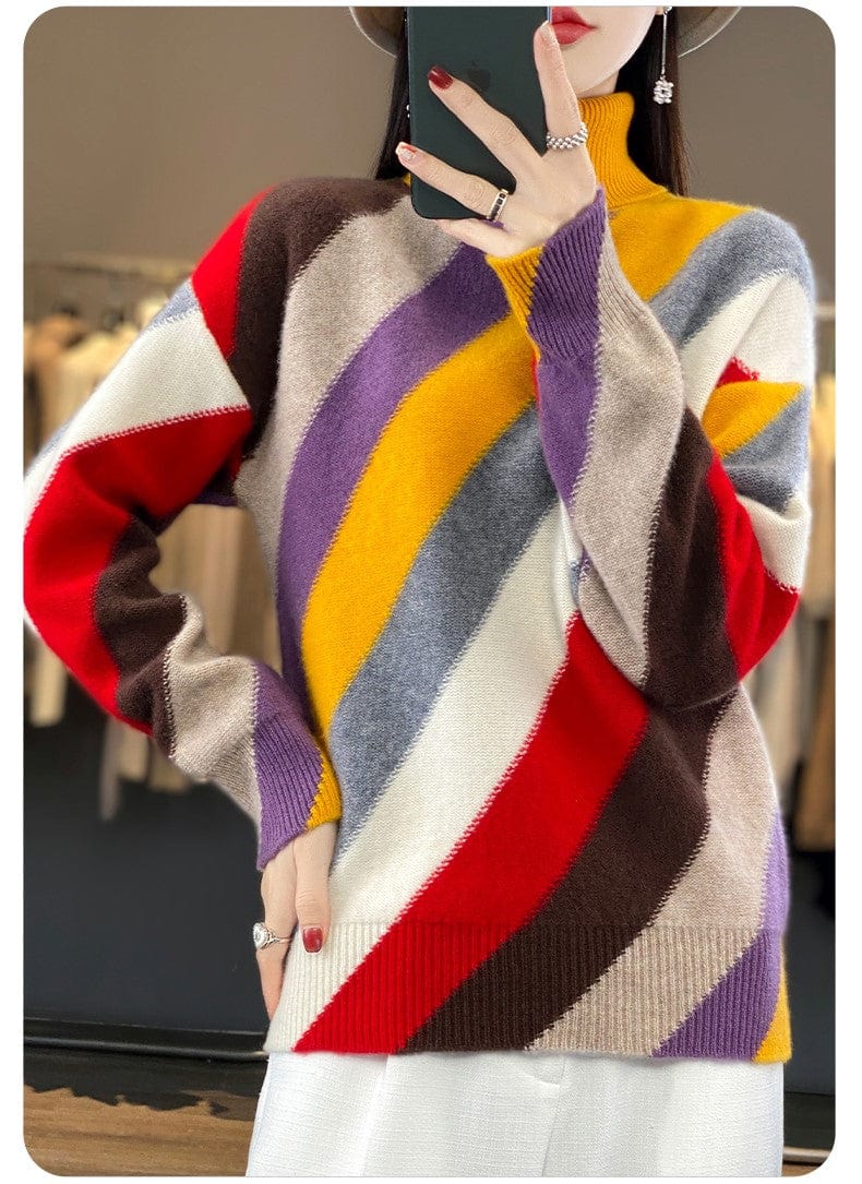 LM | Contrast color turtleneck sweater 2024